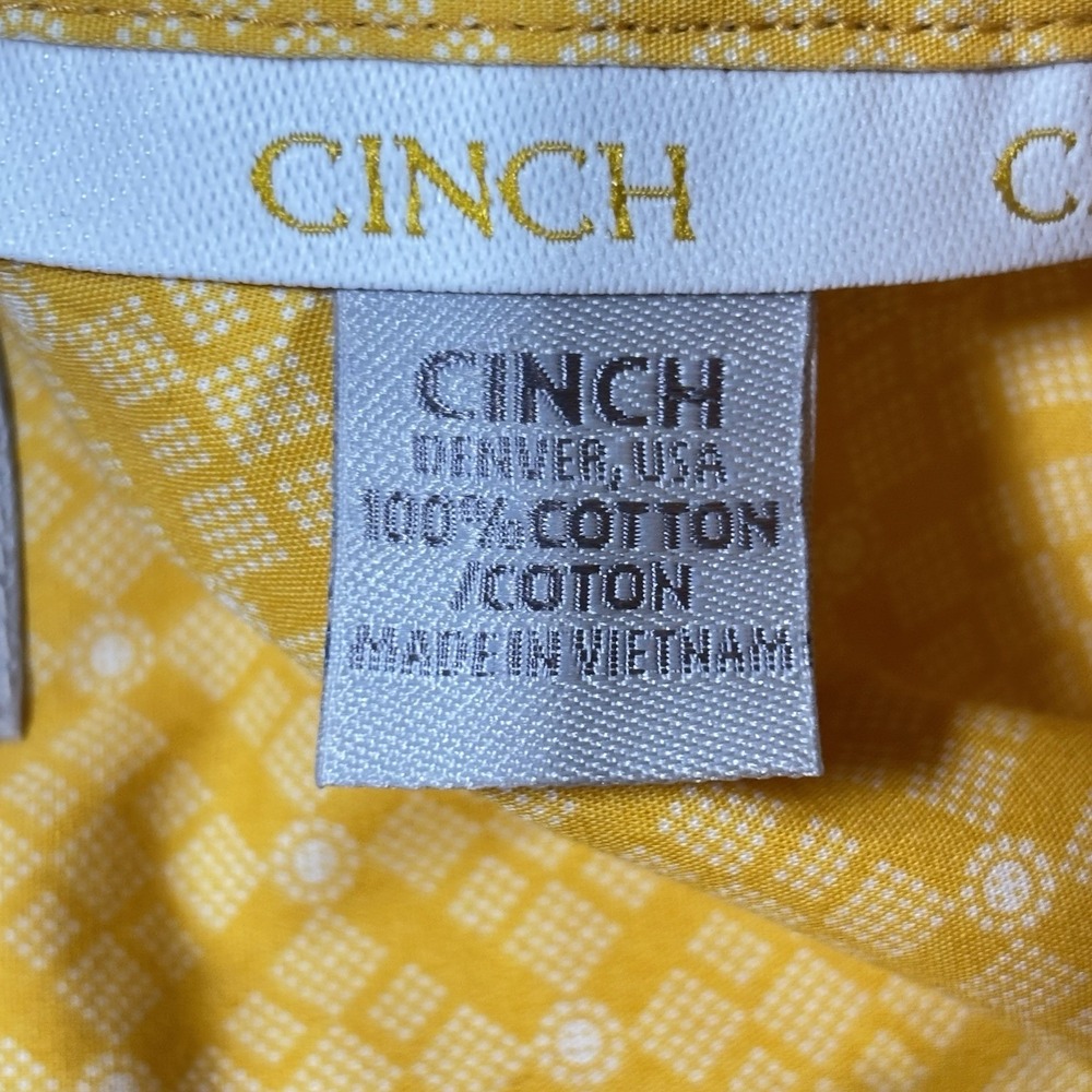 Cinch Button Up Shirt Mens Large Yellow Geometric Western Cowboy Classic Rodeo - Picture 6 of 11